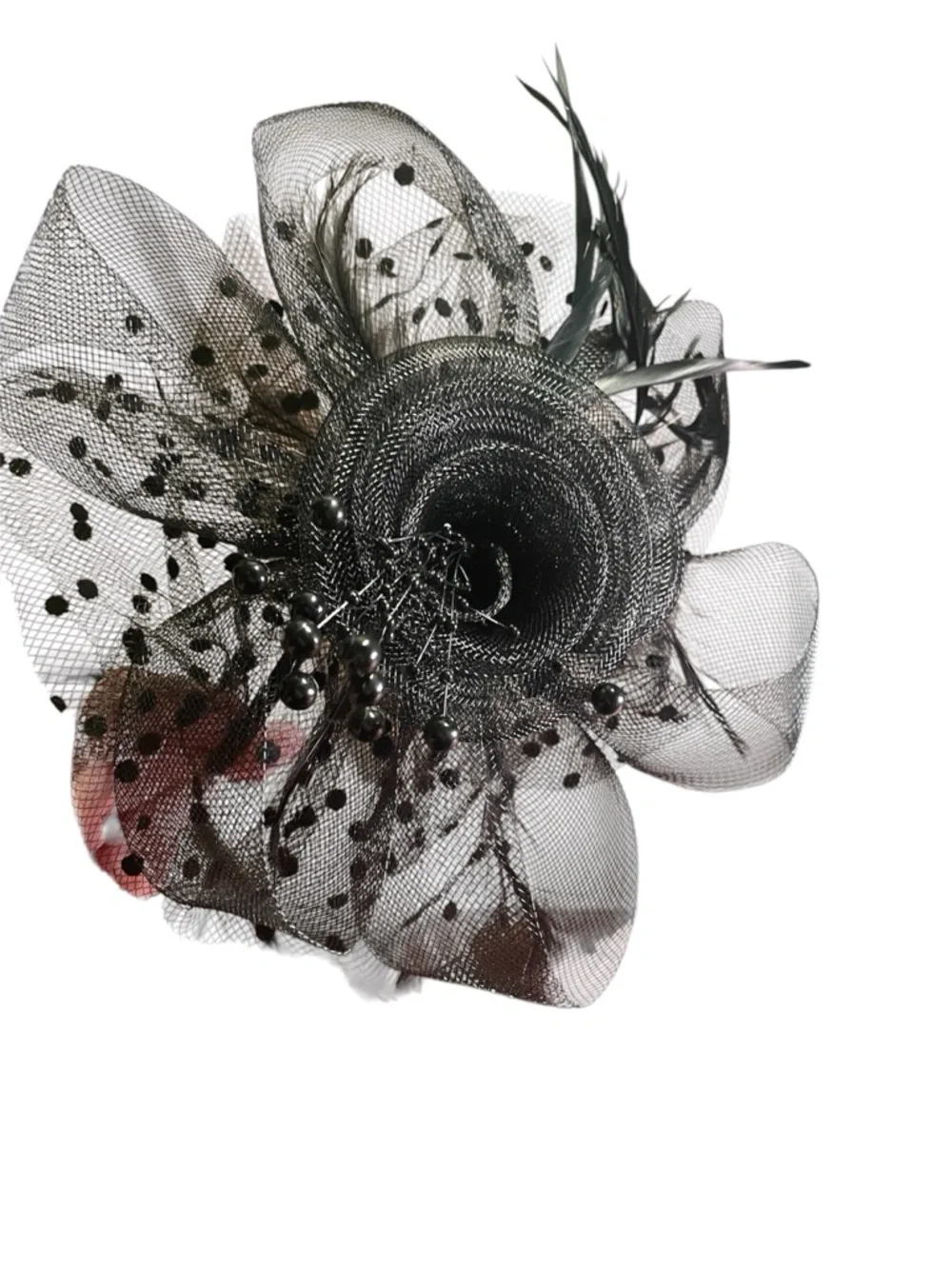 Black Floral Mesh Fascinator Hair Clip - Elegant Women’s Accessory